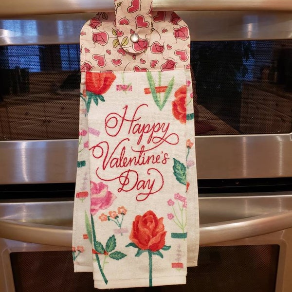 Valentines Hanging Hand Towel, Snap Closure, Oven & Dishwasher Handle