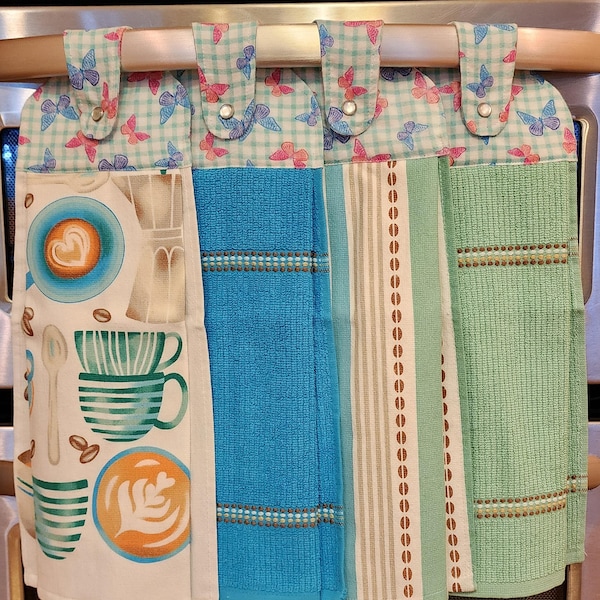 Cotton Oven Door Towel, Kitchen Hanging Dish Towel with Snap