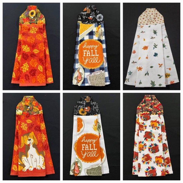 Fall Kitchen Hand towels, Thanksgiving Kitchen Towels, Hanging Towels with Snap, Happy Fall Towels, Housewarming Gifts