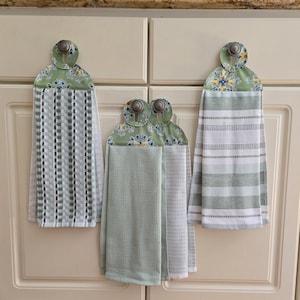 Hanging Cotton Hand Towel, with Button Hole: Kitchen Knob Towel