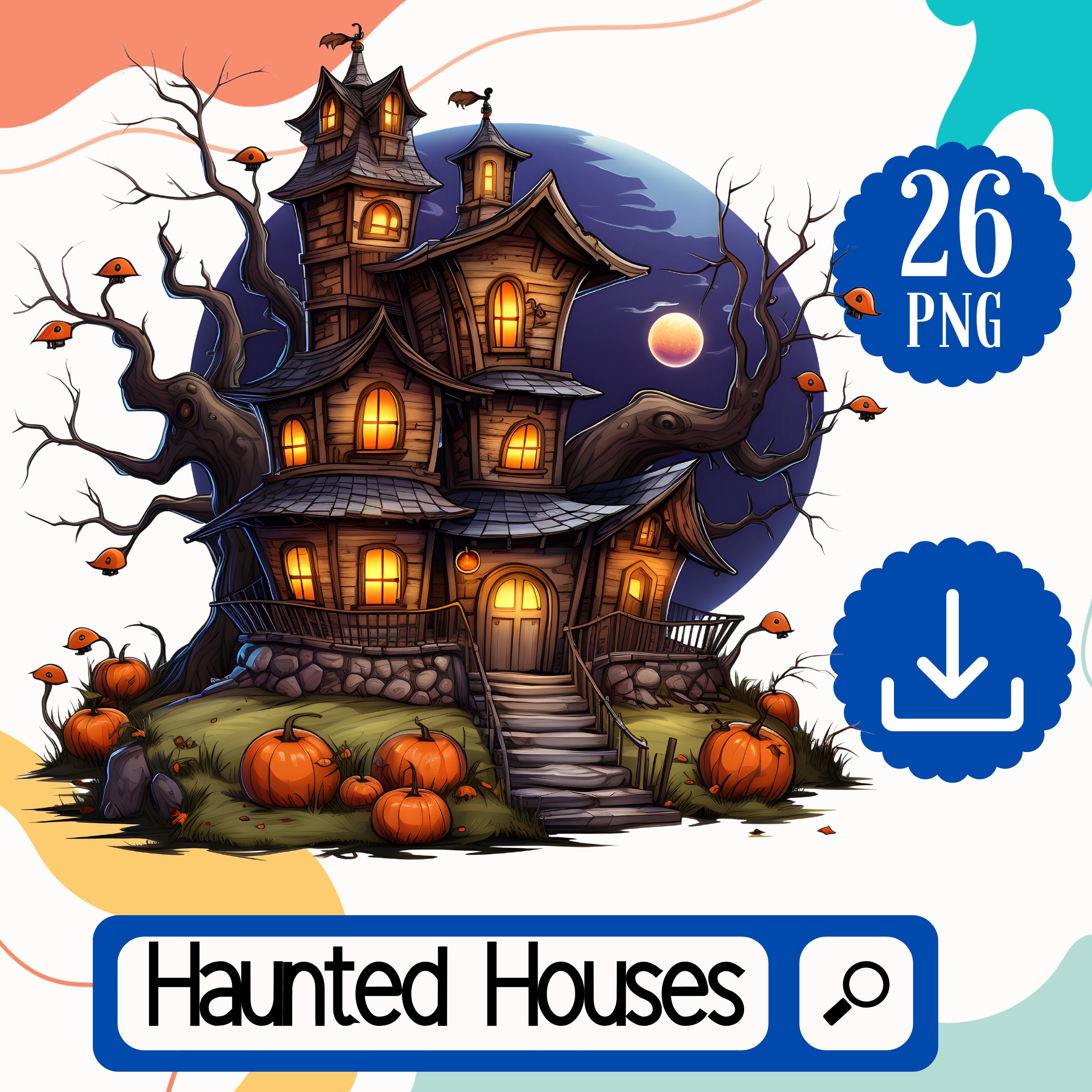 Halloween Haunted House Clipart. 26 Haunted Mansion PNG Digital