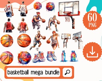 Baloncesto Clipart Mega Bundle PNG, Baloncesto acuarela png Descarga digital, Baloncesto de niñas, Baloncesto de niños, Clipart de mamá de baloncesto