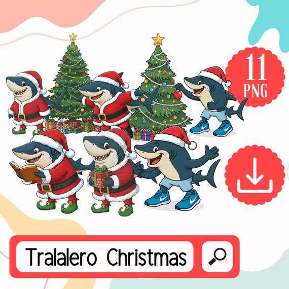 Tralalero Tralala クリスマス PNG クリップアート。イタリアン