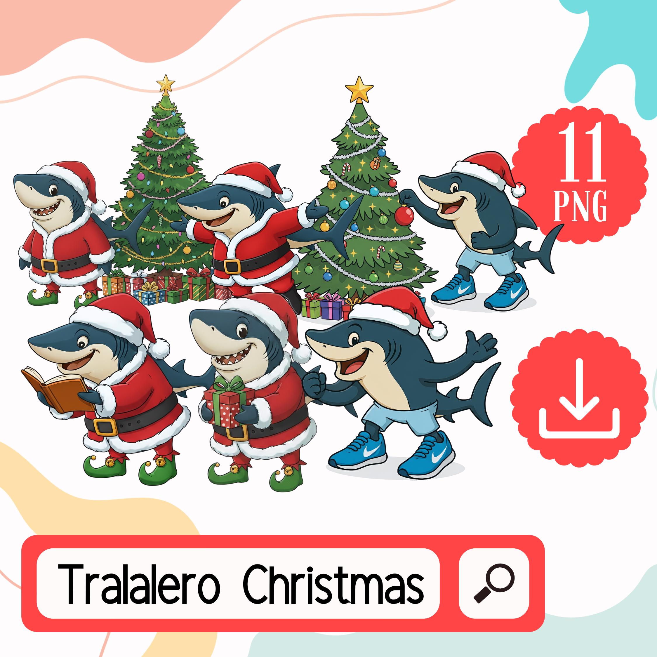 Tralalero Tralala Christmas PNG Clipart. Italian Brainrot Clipart