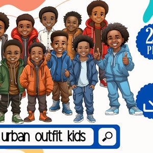 Schwarze Jungen png. 28 African American Kids Clipart - Back to School Kids PNG - Urban Fashion Casual Boys png.