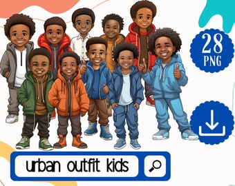 Black Boys png. 28 African American Kids Clipart - Back to School Kids PNG - Urban Fashion Casual Boys png.