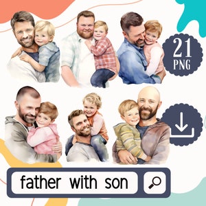 Vater und Sohn Clipart Bundle. 21 Papa und Junge PNG Clipart. Vatertag Clipart Bundle, Vatertag Clipart Set