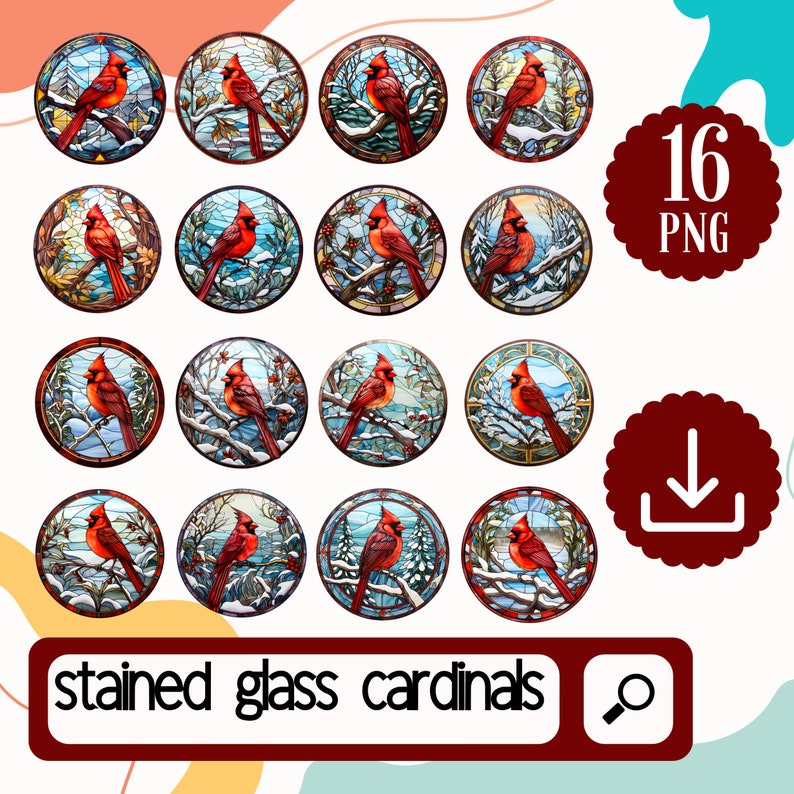 Stained Glass Cardinal Ornament Clipart. 16 Cardinal Ornamanet PNG ...
