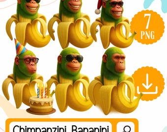Chimpanzini Bananini PNG Clipart. Italian Brainrot Clipart - Chimpanzini Bananini PNG Gráficos para la elaboración - Descarga digital