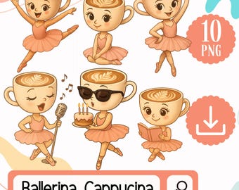 Ballerina Cappucina Clipart PNG. Italian Brainrot Clipart - Ballerina Cappucina PNG Graphics for Crafting - Digital Download