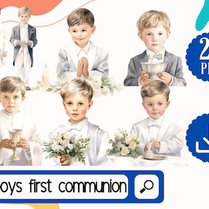 Jungen Erstkommunion png. Erstkommunion Clipart. Jungen Kommunion religiöse Cliparts. Jungen im weißen Anzug Clipart