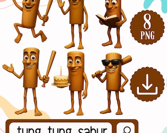 Tung Tung Sahur Clipart PNG. Italian Brainrot Clipart - Tung Tung Sahur Graphics for Crafting - Digital Download - Italian Brainrot Images