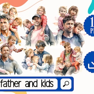 Père et enfants Clipart PNG. 13 papa et fille garçon Clipart. Papa et enfants Clipart. Fête des pères png Anniversaire du père png