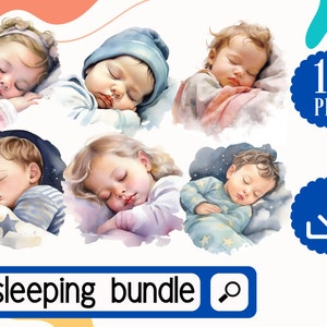 Clipart de bebê dormindo. 15 Bebê PNG dormindo, berçário clipart. Clipart de maternidade. Download digital de clipart de crianças dormindo