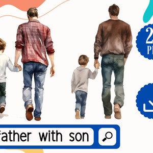 Father and Son Clipart Bundle. 28 Dad and Boy PNG Clipart. Fathers Day Clipart Bundle, Fathers Birthday Clipart Bundle