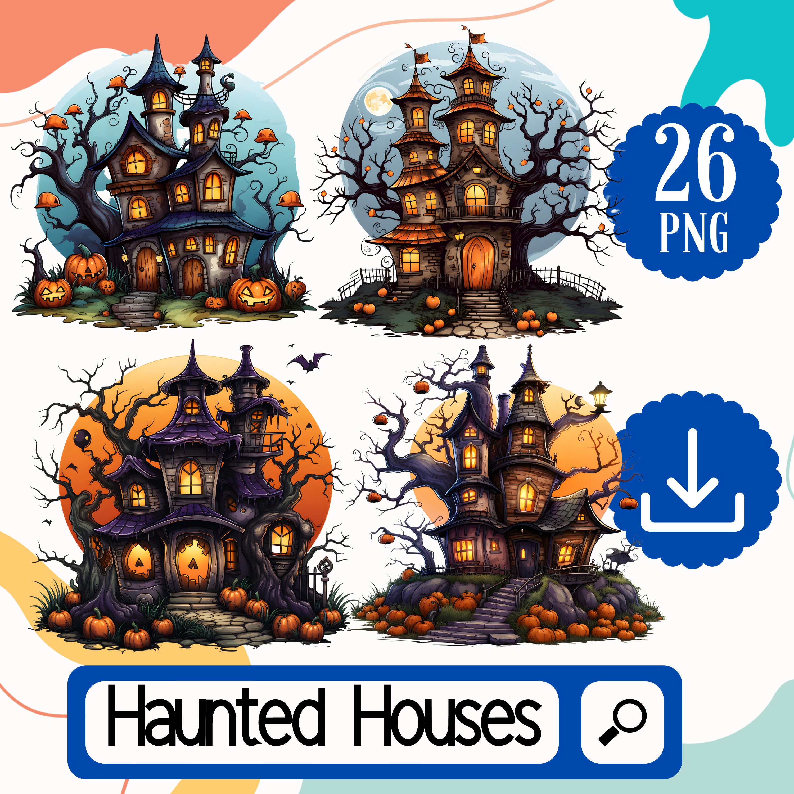 Halloween Haunted House Clipart. 26 Haunted Mansion PNG Digital