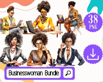 Black Business Lady Boss Lady png Clipart Bundle. 38 Afro Boss Woman Clipart. Businesswoman png. Black Fashion Girl png Boss Lady Clipart