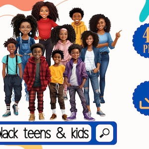 Black Kids and Teens Clipart. 41 Afircan American PNG Kids. Black Girls Clipart. Black Boys Clipart