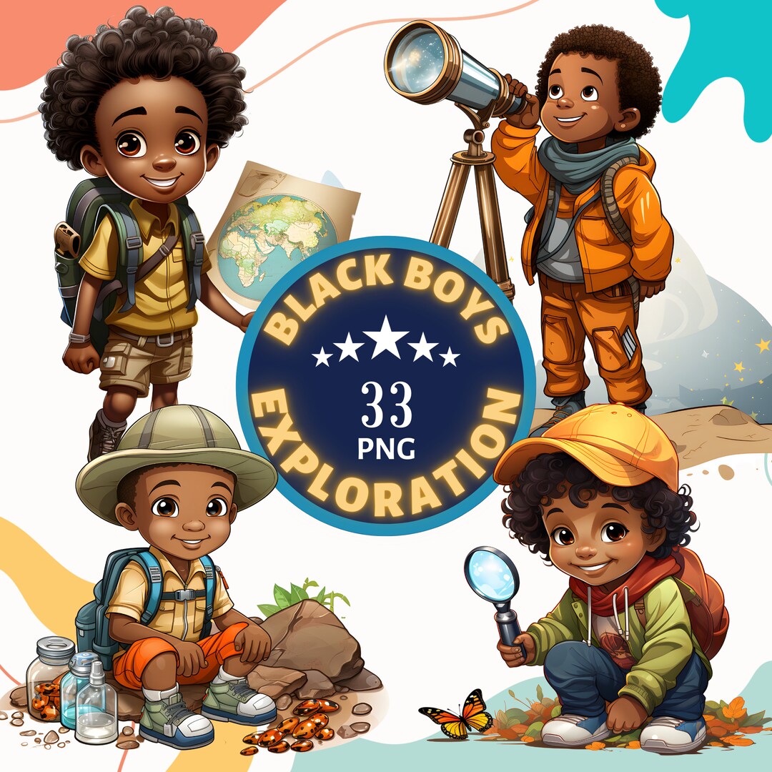 Black Boys Exploration Bundle Clipart PNG. 33 Black Boys Exploration ...