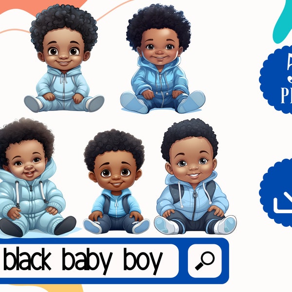 Black Baby Boy Png. 5 Afro Baby Clipart. Baby shower Boys, New born Boys Clipart
