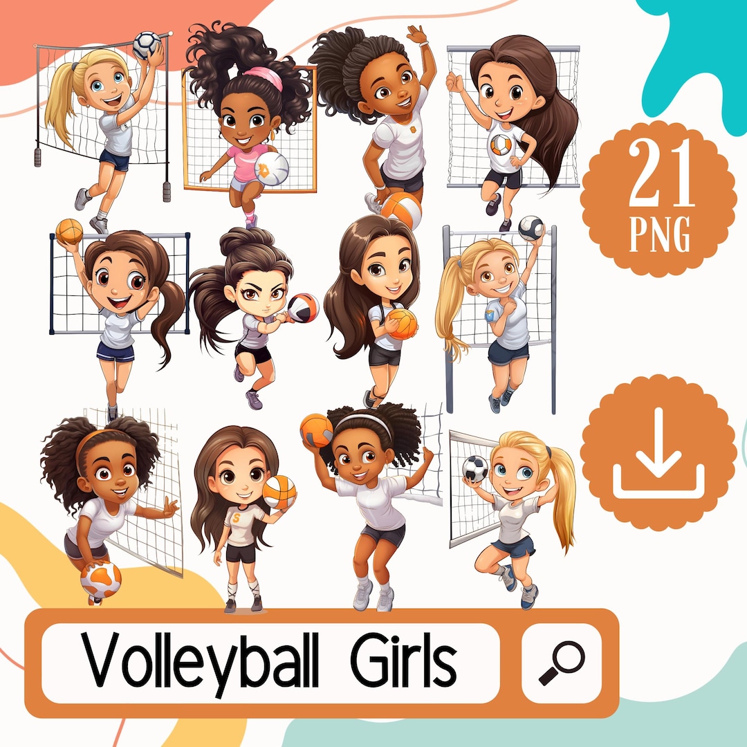 Girls Volleyball Clipart