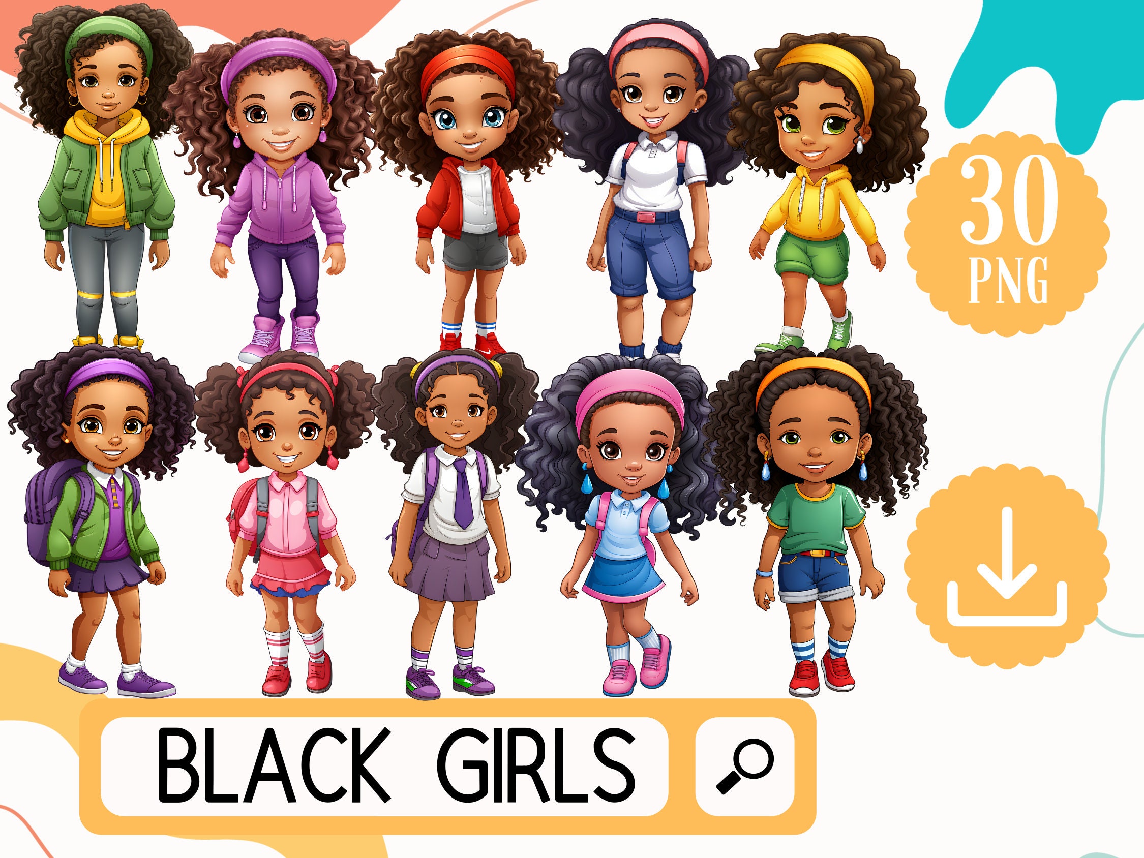 Enchanting Collection of Black Girls Clipart 30 African - Etsy