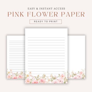 Druckbares gezeichnetes Papier mit Rosen. Schönes rosa Rosen Blumen Briefpapier, digitaler Download PDF, Briefpapier. Papier das Begeistert
