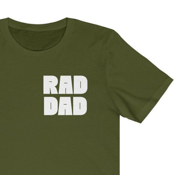 Rad Dad Shirt | Premium Short-Sleeve Men's Tee | 100% Cotton | Father's Day or Birthday Gift for Him | Fun Pregnancy Announcement Idea