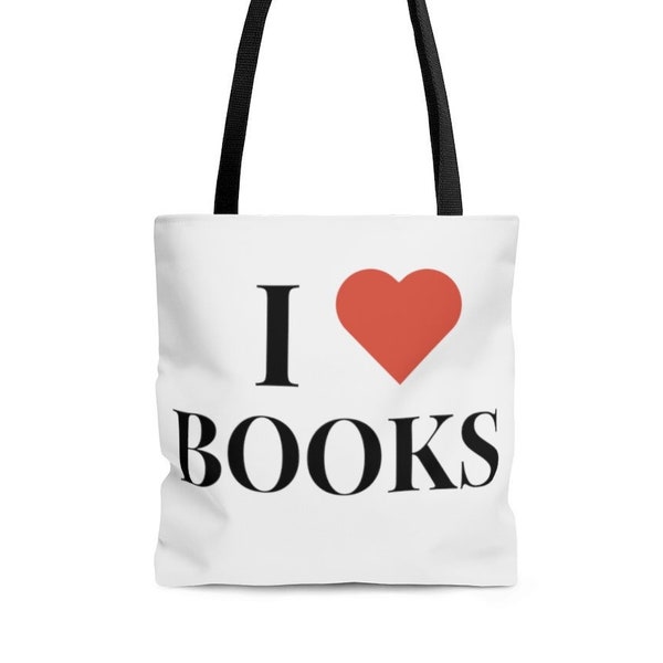 Book Lover Tote Bag | I Heart Books | Book Bag | Avid Reader | Book Store | Library | Author | Librarian | Reading | Bookaholic | Cute Gift