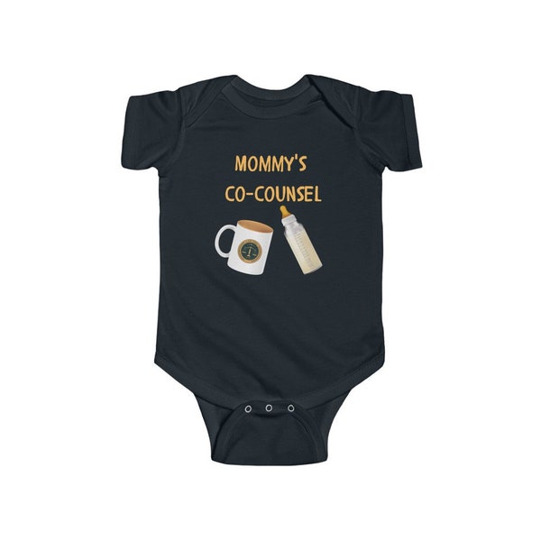 Mommy's Co-Counsel Onesie | Infant Bodysuit | Sizes NB, 6m, 12m, 18m, 24m | Lawyer Attorney Mom | Funny Legal Baby Shower Gift | Law Humor