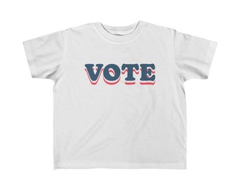 VOTE Kid's Toddler Jersey Tee | 100% Soft Cotton | Election Day | Patriotic | USA | Voting | Polling | Polls | America | 2024 Election | Top