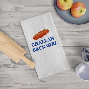 Challah Back Girl-theedoek | Feestelijk vakantie keukendecor | Leuk cadeau | Chanoeka | Sjabbat | 100% katoen | Grappige theedoek | Joods brood