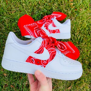 Black Bandana Custom Nike Air Force 1 Shoes Black Mid - Bandana Fever