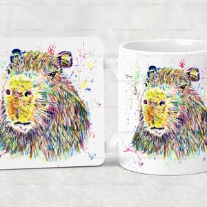 personalised watercolour capybara mug or mug and coaster set