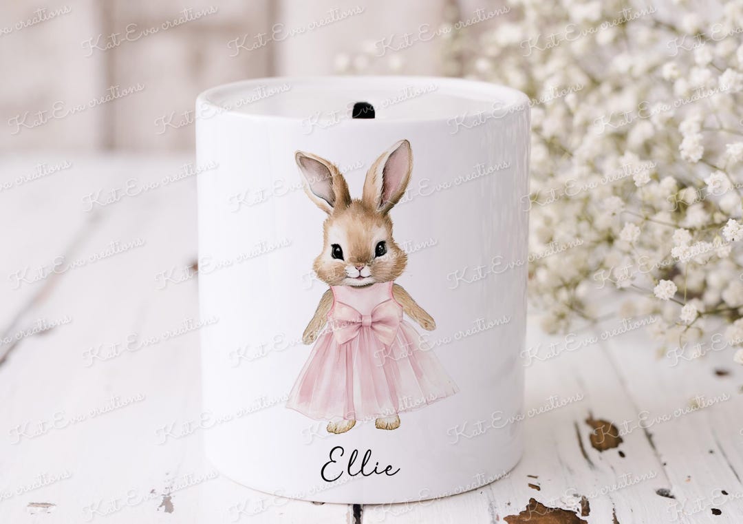 Sooty Rabbit Money Box Rabbit Money Box. Personalised Bunny Moneybox. Ideal for Newborn or ...