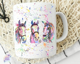 Watercolour horse mug can be personalised