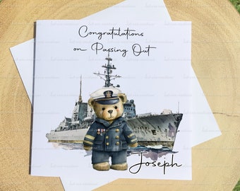 Passing out card, Personalised navy card. Congratulations Royal navy passing out parade card