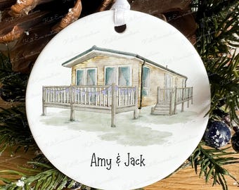 Static caravan decoration. personalised caravan christmas bauble