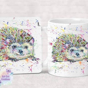 Stunning personalised hedgehog mug or mug and coaster set Ideal christmas, birthday or mothers day gift