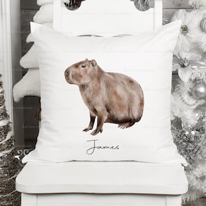 personalised watercolour capybara cushion