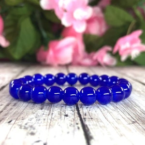 Dark Blue Beaded Bracelet-8mm, Stretch bracelet, Elastic bracelet, Gift for him, Gift for her, Handmade bracelet