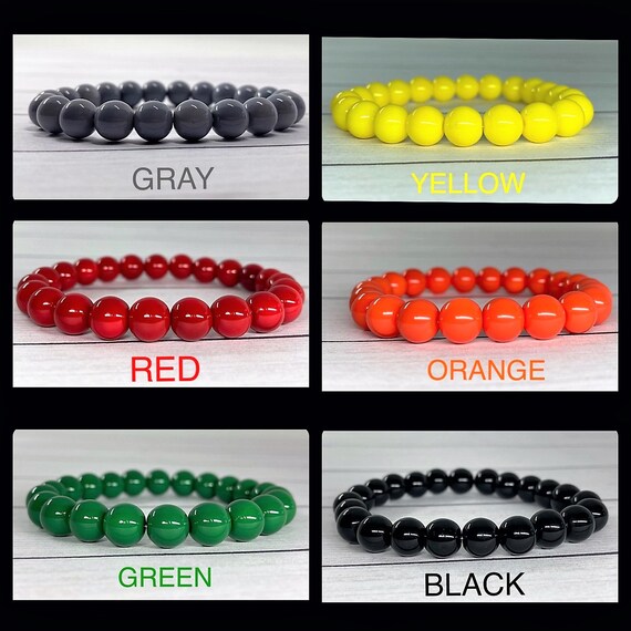 Red Beaded Bracelet 8mm Elastic Bracelet Stretch Bracelet Gift