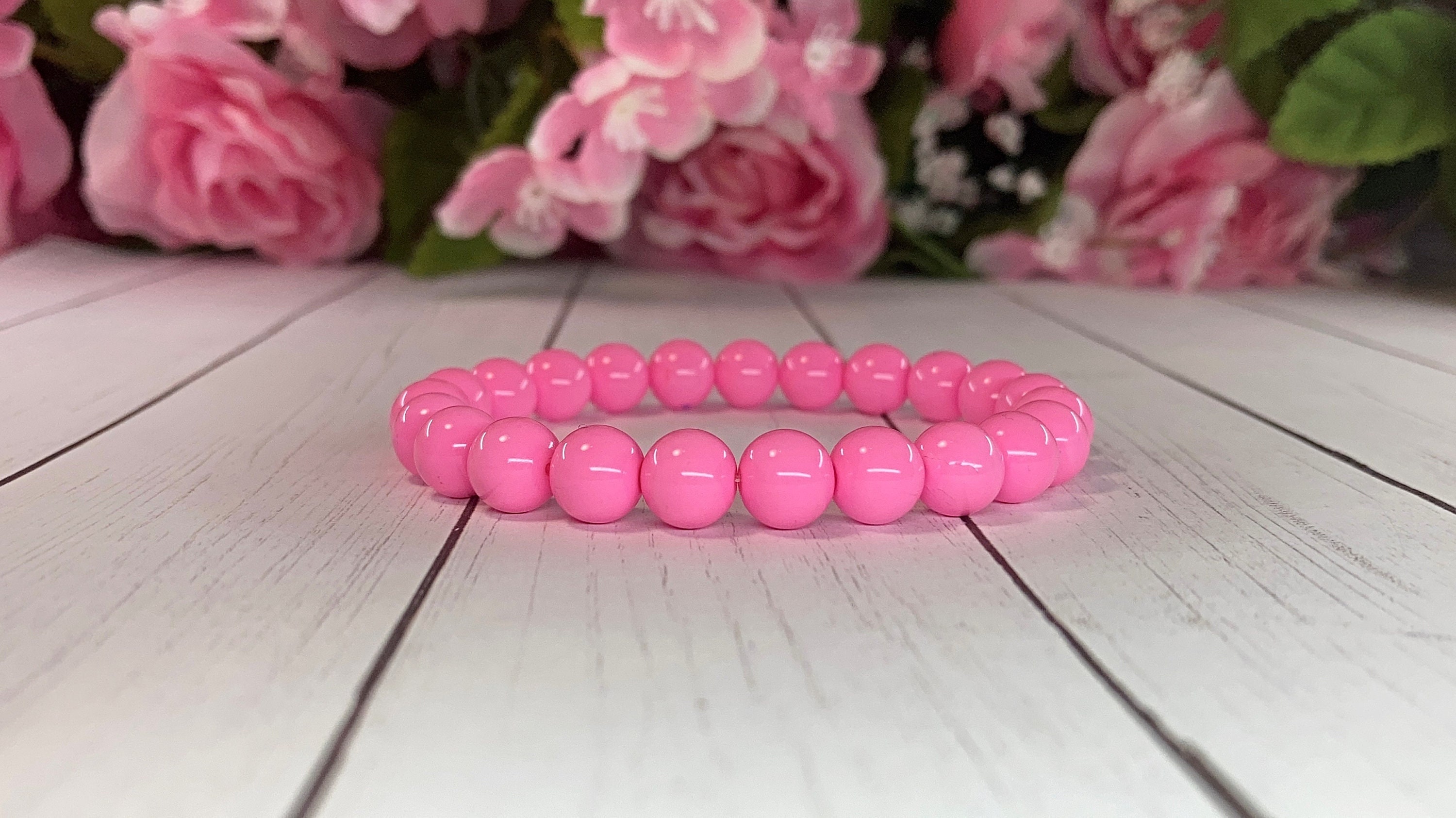 Pink Forte Gemstone Beads 106 20 Beads 8mm X 6mm Lurex Cord