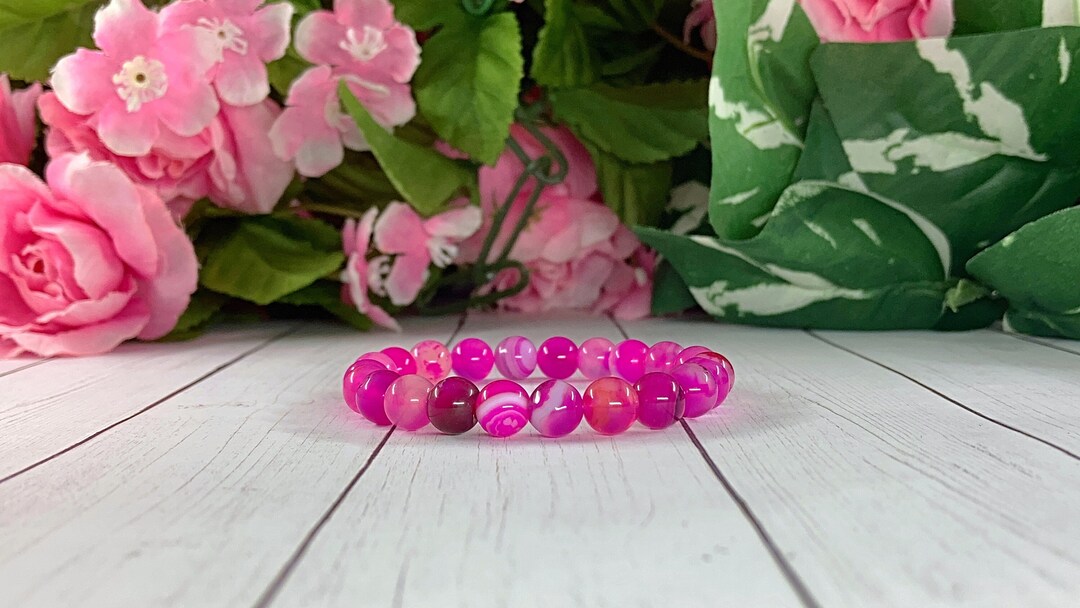 Pink Beaded Bracelet-8mm Gift for Her Gift for Him Handmade - Etsy