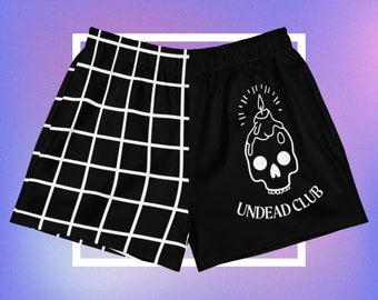 Undead Club Athletic Short Shorts | Skull, Grid Print