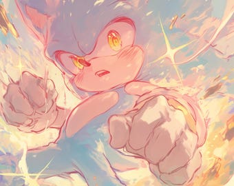 Poster di Sonic the Hedgehog, grafica a tema videogiochi per la cameretta dei bambini (download digitale)