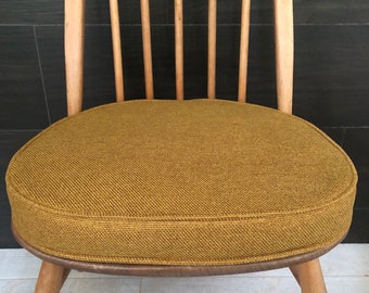 MyHome new seat pad(s) for Ercol dining chairs with straps and press studs (Old gold/ mustard)