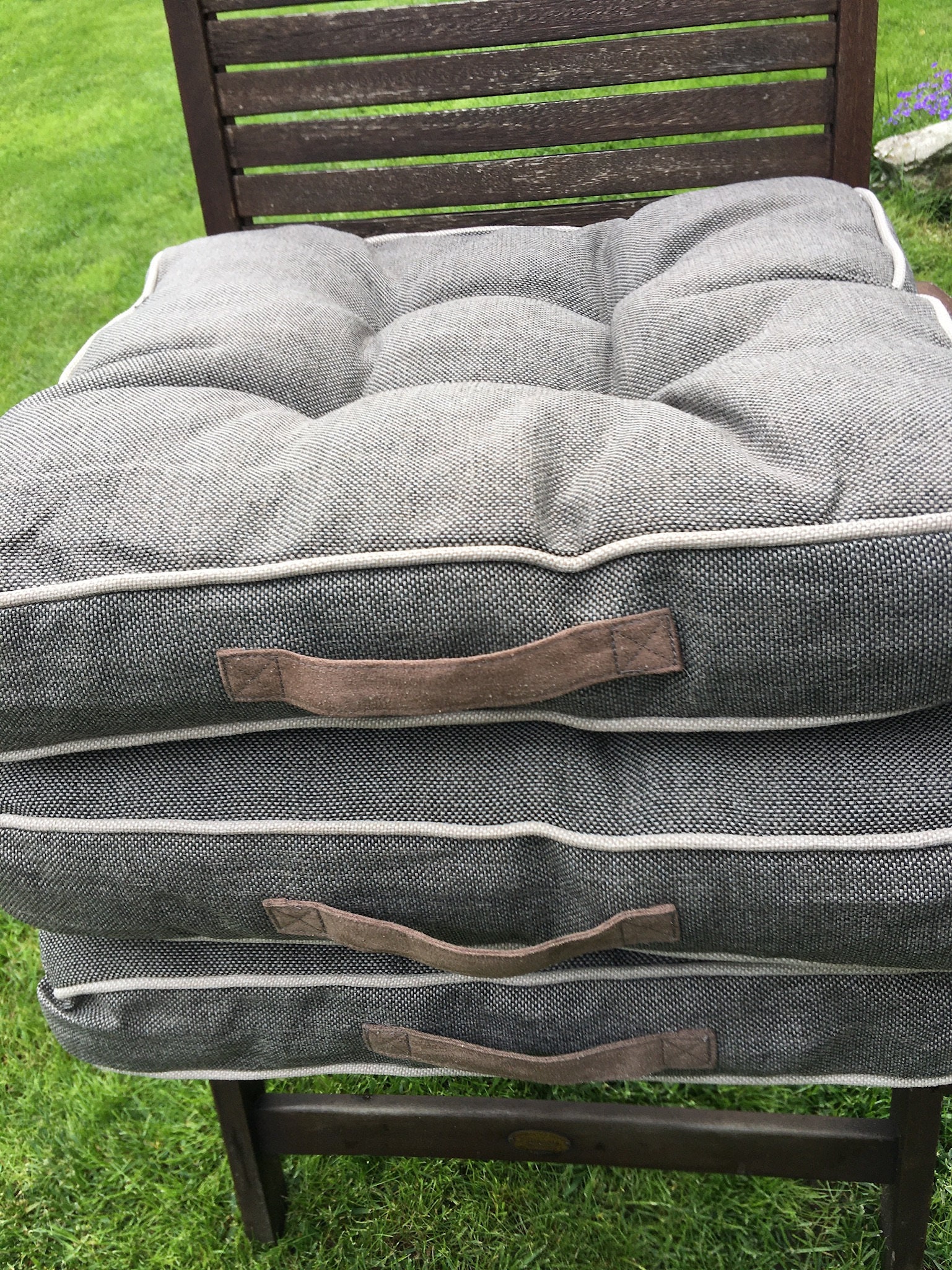 MyHome outdoor / garden / seat pad in thick beige fabric Etsy.de