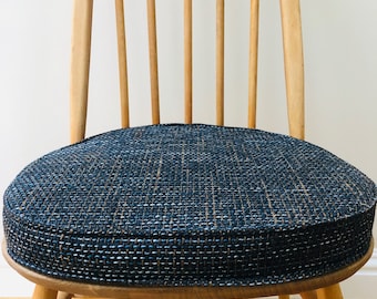 MyHome new seat pad(s) for Ercol dining chairs with straps and press studs (Navy / Brown)