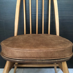 MyHome new seat pad(s) for Ercol dining chairs with straps and press studs (Faux Tan Nubuck Leather)